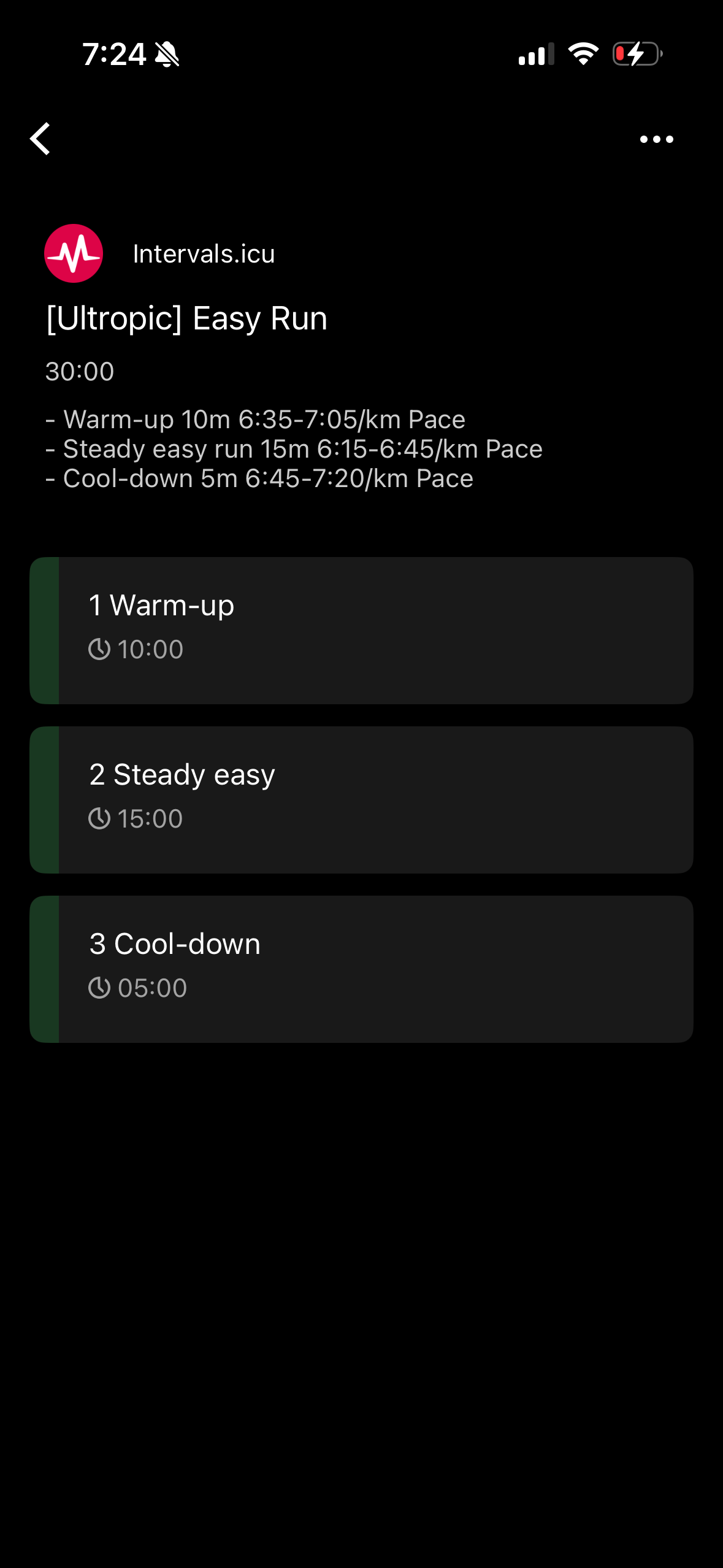 A structured interval workout with pace targets
